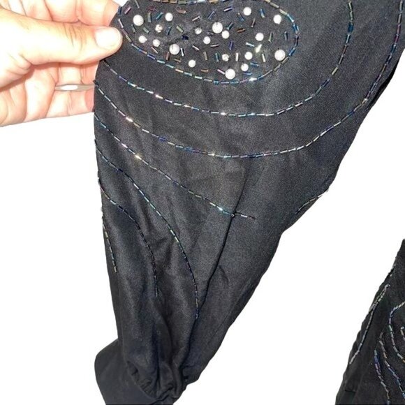 Argenti Notte Beaded Silk Skirt Set Womens Size Medium M Vintage Zipper Black - Picture 6 of 12